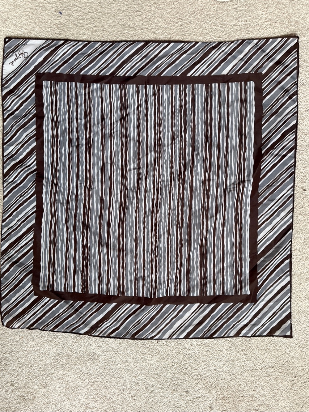 Vintage Schiaparelli Brown & grey Designer Scarf